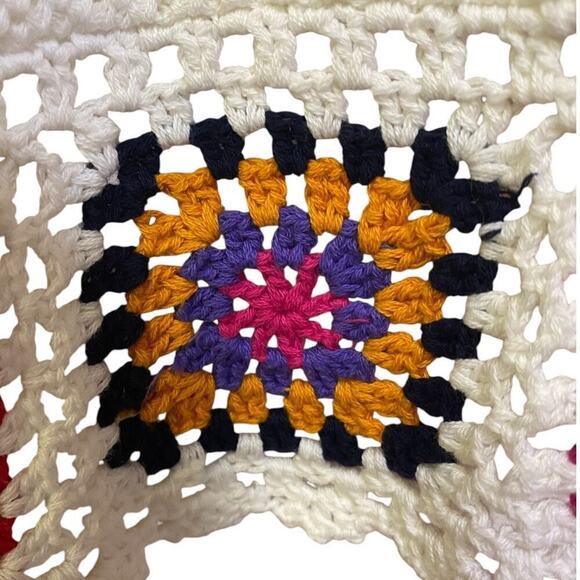 Joseph A. Sweater Indie Crochet Knit White Granny Square Multicolor size L - Picture 2 of 8